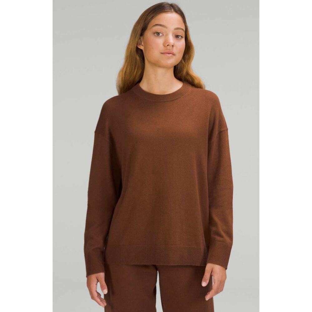NWT Lululemon Cotton-Cashmere Blend Crewneck Sweater Roasted Brown 4 148